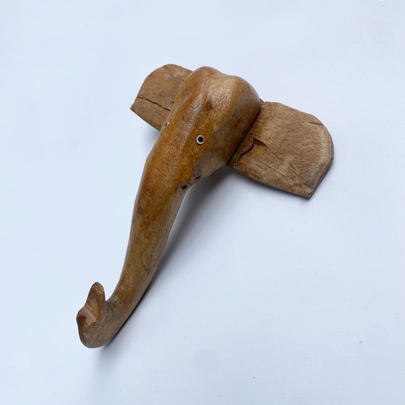Vintage Other - Vintage Hardcarved Wood Elephant Wall Hook Hanger